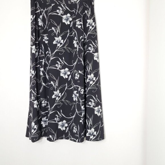Nygard Collection Vintage Black Floral 90s Skirt Button Front Lightweight Petite - Picture 5 of 9